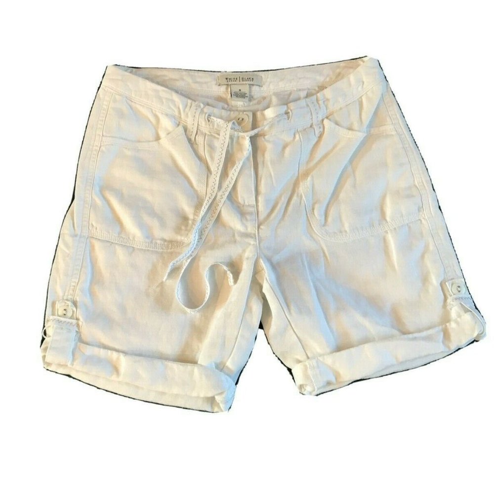 WHBM Tie Waist Womens Shorts White